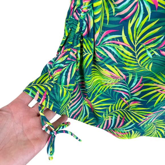 Lands' End Baltic Teal Multi Palm Chlorine Resistant Underwired Tankini Top 16 - Picture 5 of 7